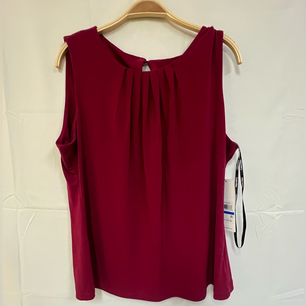 NEW Calvin Klein Womens pleated neck sleeveless top size: XL